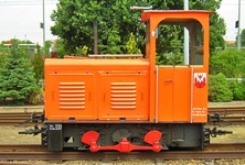 Parkeisenbahn Cottbus: orangene Diesellok