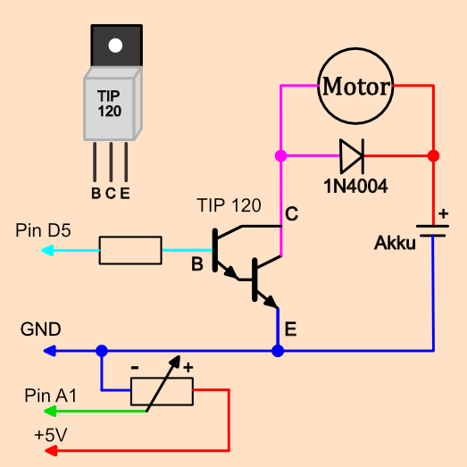 Motor mit Poti & TIP120 - 1