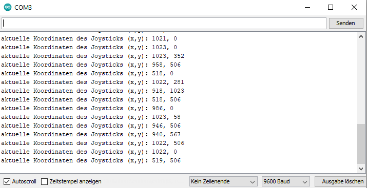 Joystickausgabe &uuml;ber den Monitor