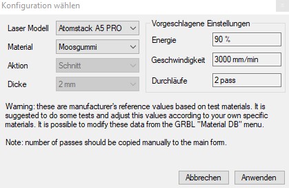 Auswahl best&auml;tigen oder abbrechen